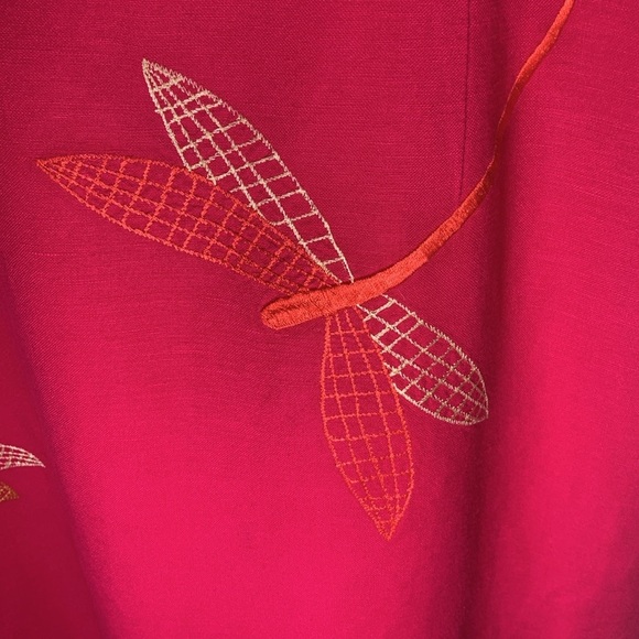 Talbots pink sheath dress with orange dragon fly embroidered print size 8 - Picture 3 of 8
